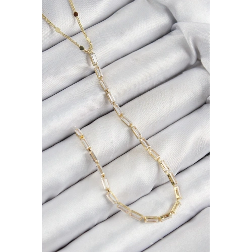 Mey İthalat® Pirinç Zirkon Taşlı Model Gold Renk Y Kolye