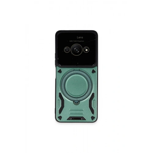 Mey İthalat®   Poco C61 Kılıf Joy Lens Standlı Kapak - Koyu Yeşil