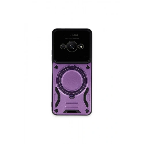 Mey İthalat®   Poco C61 Kılıf Joy Lens Standlı Kapak - Mor