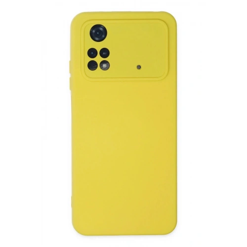 Mey İthalat®   Poco M4 Pro 4G Kılıf Nano içi Kadife Silikon - Sarı