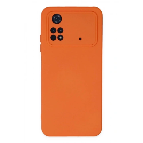 Mey İthalat®   Poco M4 Pro 4G Kılıf Nano içi Kadife Silikon - Turuncu