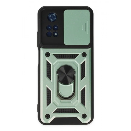 Mey İthalat®   Poco M4 Pro 4G Kılıf Pars Lens Yüzüklü Silikon - Yeşil