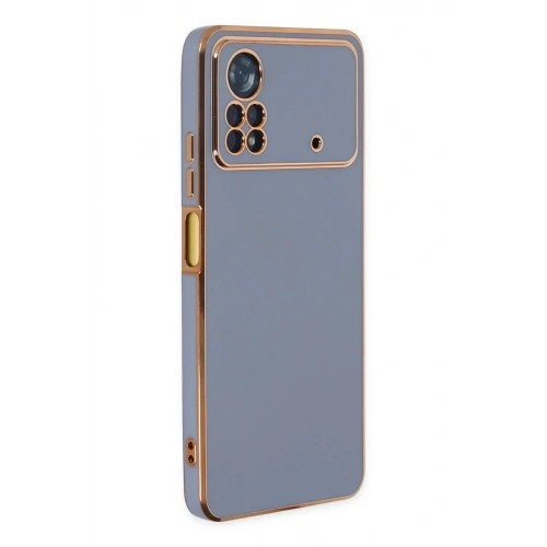 Mey İthalat®   Poco X4 Pro 5G Kılıf Volet Silikon - Mavi