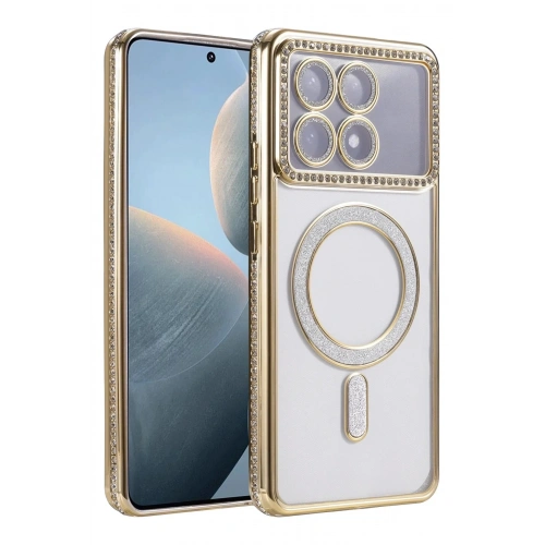Mey İthalat®   Poco X6 Pro Joke Simli Magneticsafe Kılıf - Gold