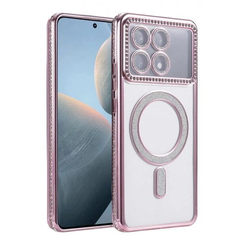 Mey İthalat®   Poco X6 Pro Joke Simli Magneticsafe Kılıf - Pembe