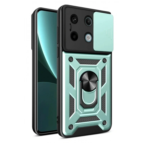 Mey İthalat®   Poco X6 Pro Kılıf Pars Lens Yüzüklü Silikon - Yeşil