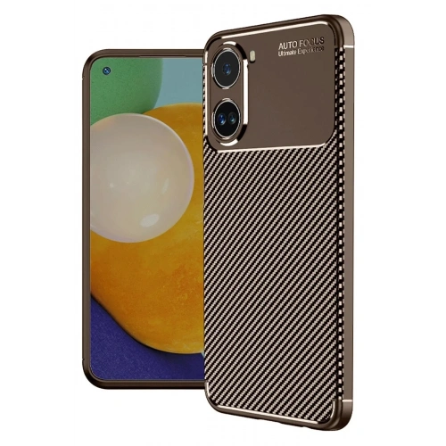 Mey İthalat®   Poco X7 Pro Kılıf Auto Focus Karbon Kapak - Kahverengi