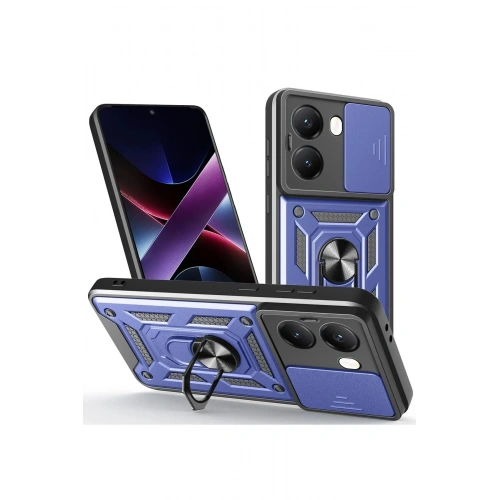 Mey İthalat®   Poco X7 Pro Kılıf Pars Lens Yüzüklü Silikon - Lacivert