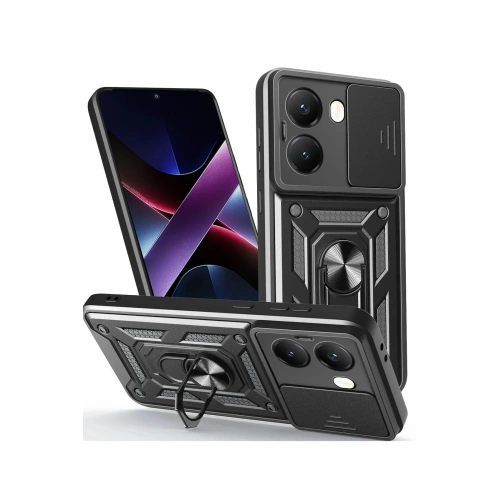 Mey İthalat®   Poco X7 Pro Kılıf Pars Lens Yüzüklü Silikon - Siyah
