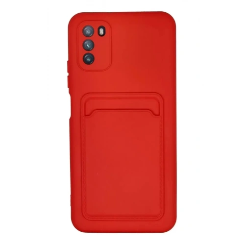 Mey İthalat®   Pocophone M3 Kılıf Kelvin Kartvizitli Silikon - Kırmızı