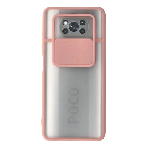 Mey İthalat®   Pocophone X3 Kılıf Palm Buzlu Kamera Sürgülü Silikon - Pembe
