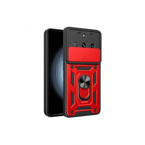 Mey İthalat®  Realme 11 Pro Kılıf Pars Lens Yüzüklü Silikon - Kırmızı