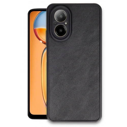 Mey İthalat®  Realme 12 Lite Kılıf Aras Deri Kapak - Siyah