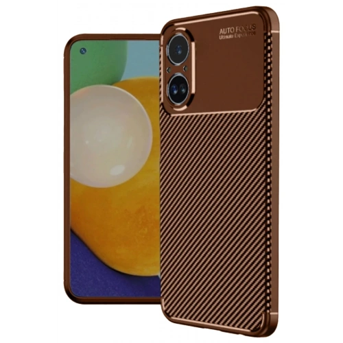 Mey İthalat®  Realme 12 Lite Kılıf Auto Focus Karbon Kapak - Kahverengi