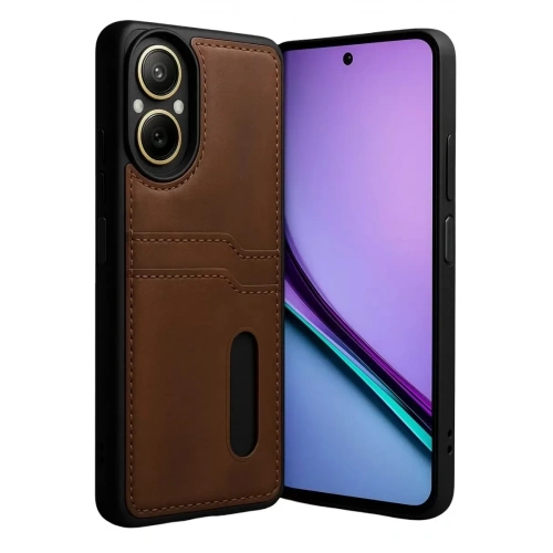 Mey İthalat®  Realme 12 Lite Kılıf Sara Kartvizitli Deri Kılıf - Taba