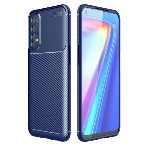 Mey İthalat®  Realme 7 Kılıf Auto Focus Karbon Kapak - Lacivert