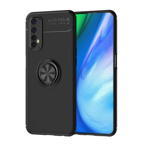 Mey İthalat®  Realme 7 Kılıf Range Yüzüklü Silikon - Siyah