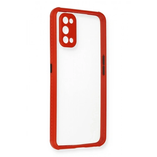 Mey İthalat®  Realme 7 Pro Kılıf Miami Şeffaf Silikon - Kırmızı