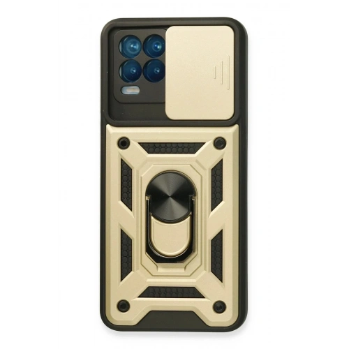 Mey İthalat®  Realme 8 Kılıf Pars Lens Yüzüklü Silikon - Gold