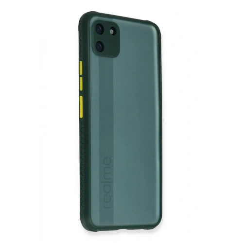 Mey İthalat®  Realme C11 Kılıf Miami Şeffaf Silikon - Koyu Yeşil