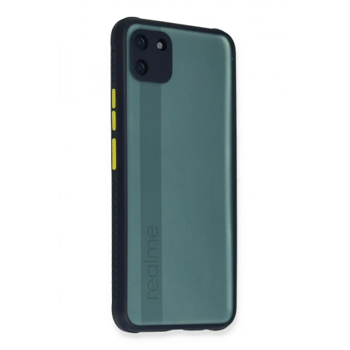 Mey İthalat®  Realme C11 Kılıf Miami Şeffaf Silikon - Lacivert