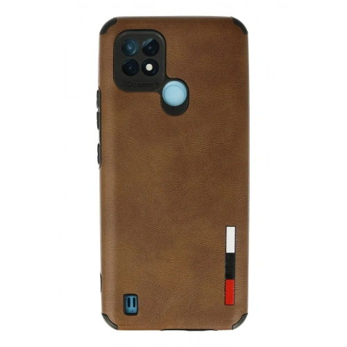 Mey İthalat®  Realme C21 Kılıf Loop Deri Silikon - Kahverengi