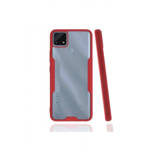 Mey İthalat®  Realme C25 Kılıf Platin Silikon - Kırmızı