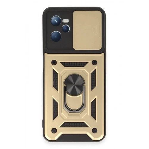 Mey İthalat®  Realme C35 Kılıf Pars Lens Yüzüklü Silikon - Gold
