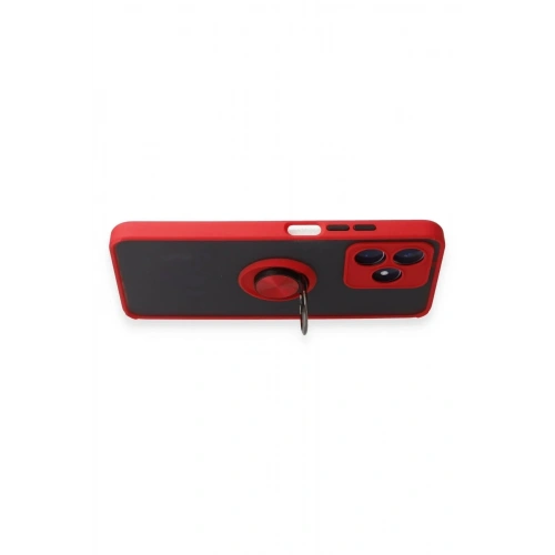 Mey İthalat®  Realme C53 Kılıf Montreal Yüzüklü Silikon Kapak - Kırmızı