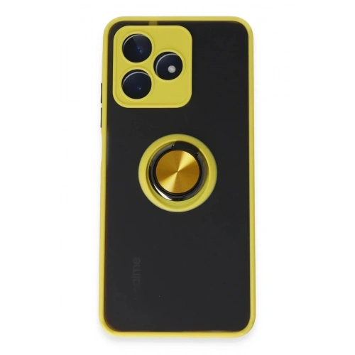 Mey İthalat®  Realme C53 Kılıf Montreal Yüzüklü Silikon Kapak - Sarı