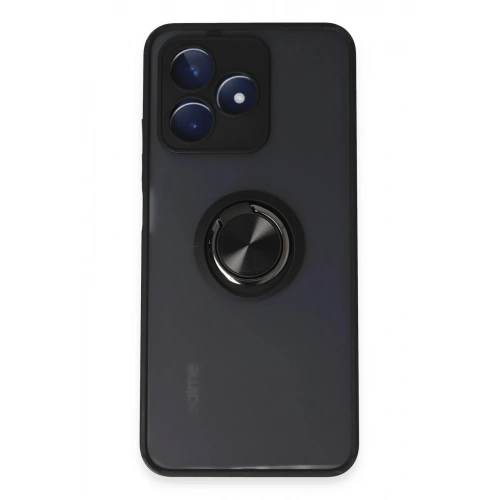 Mey İthalat®  Realme C53 Kılıf Montreal Yüzüklü Silikon Kapak - Siyah