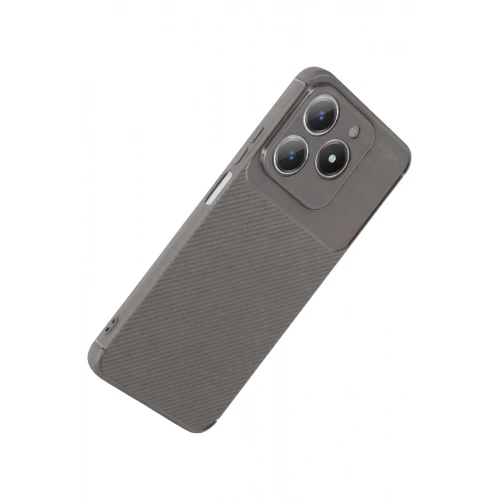 Mey İthalat®  Realme C61 Kılıf Auto Focus Karbon Kapak - Gri