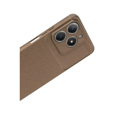 Mey İthalat®  Realme C61 Kılıf Auto Focus Karbon Kapak - Kahverengi