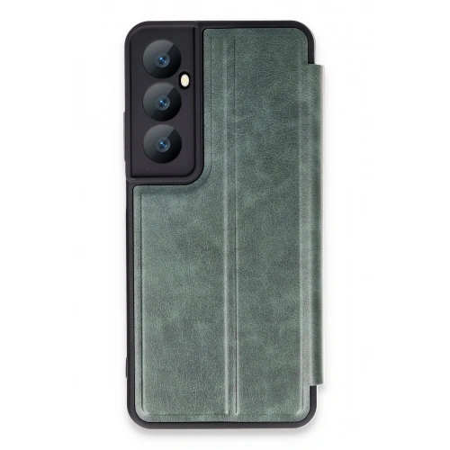 Mey İthalat®  Realme C65 Kılıf Flip Cover - Koyu Yeşil