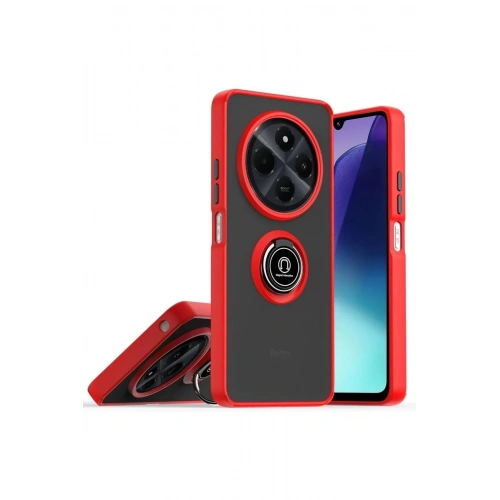 Mey İthalat®  Realme C75 4G Kılıf Montreal Yüzüklü Silikon Kapak - Kırmızı