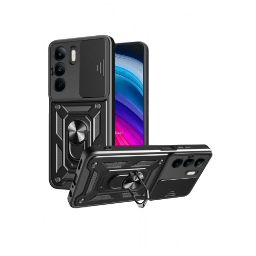 Mey İthalat®  Realme C75 4G Kılıf Pars Lens Yüzüklü Silikon - Siyah