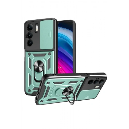 Mey İthalat®  Realme C75 4G Kılıf Pars Lens Yüzüklü Silikon - Yeşil
