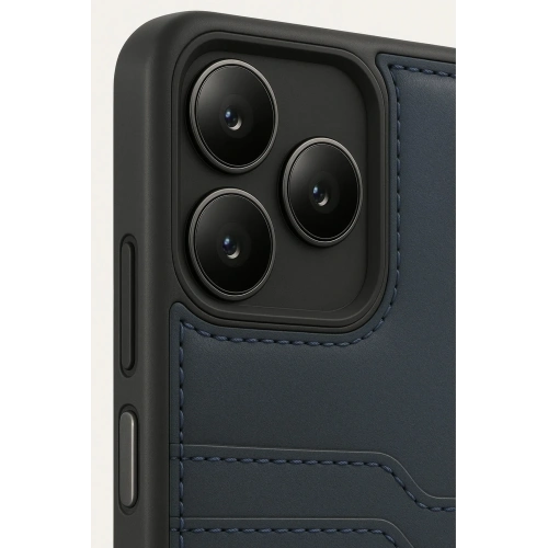 Mey İthalat®  Realme Note 50 4G Kılıf Sara Kartvizitli Deri Kılıf - Lacivert
