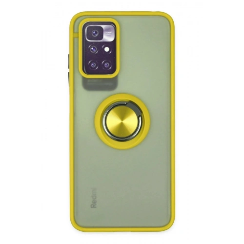 Mey İthalat®   Redmi 10 2022 Kılıf Montreal Yüzüklü Silikon Kapak - Sarı