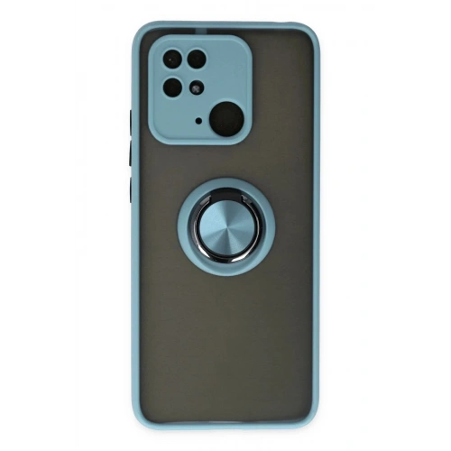 Mey İthalat®   Redmi 10C Kılıf Montreal Yüzüklü Silikon Kapak - Buz Mavi