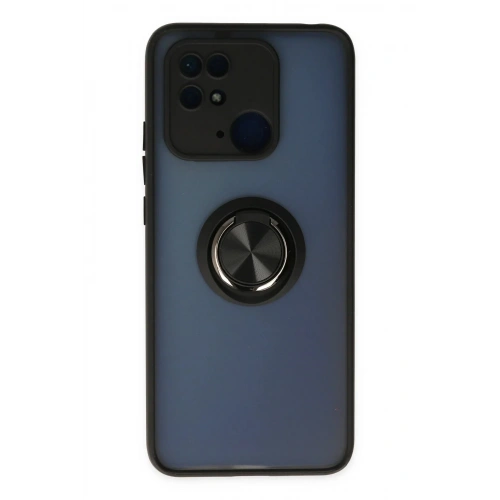 Mey İthalat®   Redmi 10C Kılıf Montreal Yüzüklü Silikon Kapak - Siyah