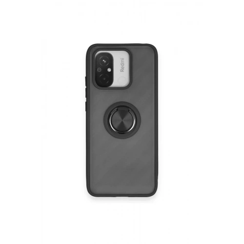 Mey İthalat®   Redmi 12C Kılıf Montreal Yüzüklü Silikon Kapak - Siyah