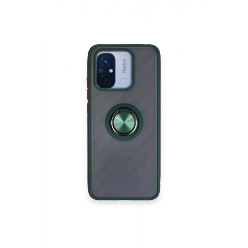 Mey İthalat®   Redmi 12C Kılıf Montreal Yüzüklü Silikon Kapak - Yeşil