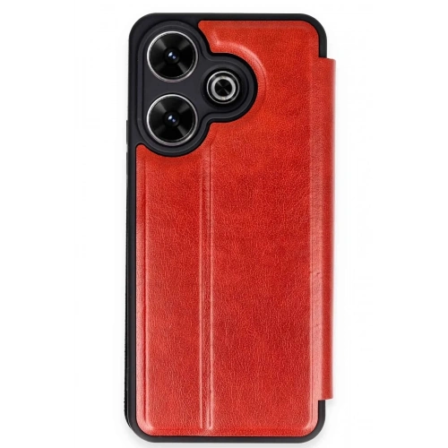 Mey İthalat®   Redmi 13 4G Kılıf Flip Cover - Kırmızı
