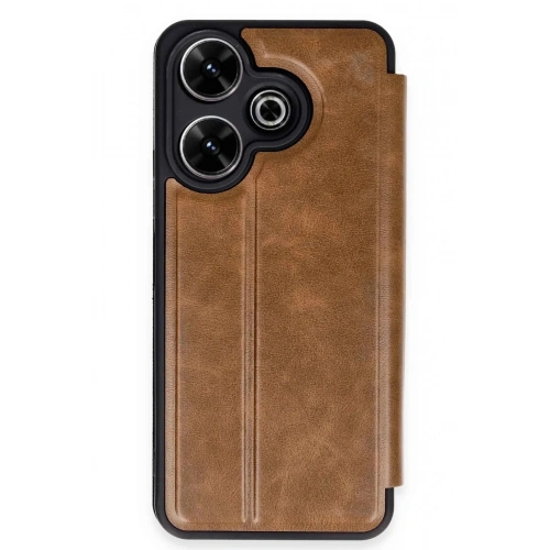Mey İthalat®   Redmi 13 4G Kılıf Flip Cover - Taba