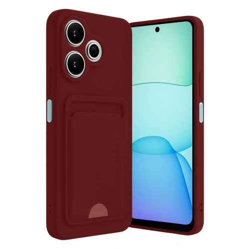 Mey İthalat®   Redmi 13 4G Kılıf Kelvin Kartvizitli Silikon - Bordo
