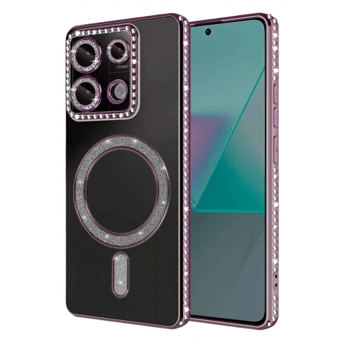Mey İthalat®   Redmi 13C Joke Simli Magneticsafe Kılıf - Pembe