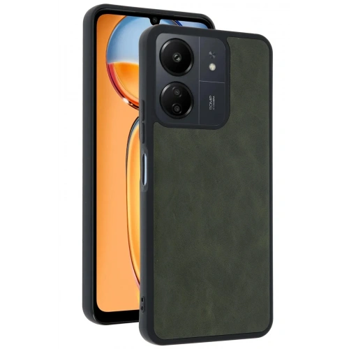 Mey İthalat®   Redmi 13C Kılıf Aras Deri Kapak - Açık Yeşil