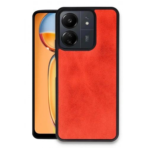 Mey İthalat®   Redmi 13C Kılıf Aras Deri Kapak - Kırmızı