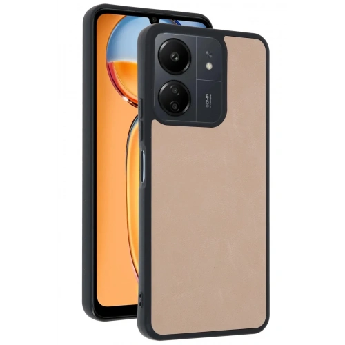 Mey İthalat®   Redmi 13C Kılıf Aras Deri Kapak - Pudra